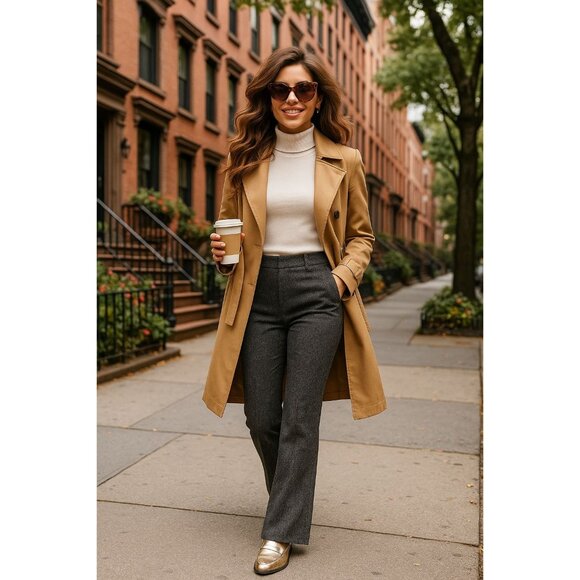 7th Avenue Suiting Collection 8P Dark Gray Tweed Pants Tailored Straight Leg - Picture 3 of 12